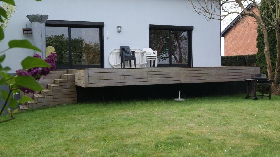 Agrandissement terrasse existante, fixation invisible Softline